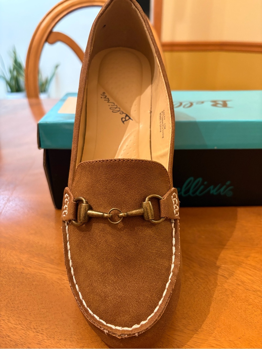 Bellini Tan Suede Loafer with Metal Bit